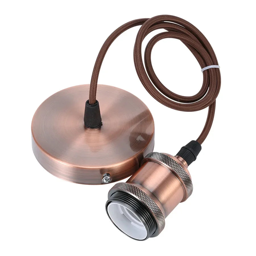 E27 suspension wire lamp holder set Vintage copper metal lamp holder holder electroplated aluminum shell lamp holder