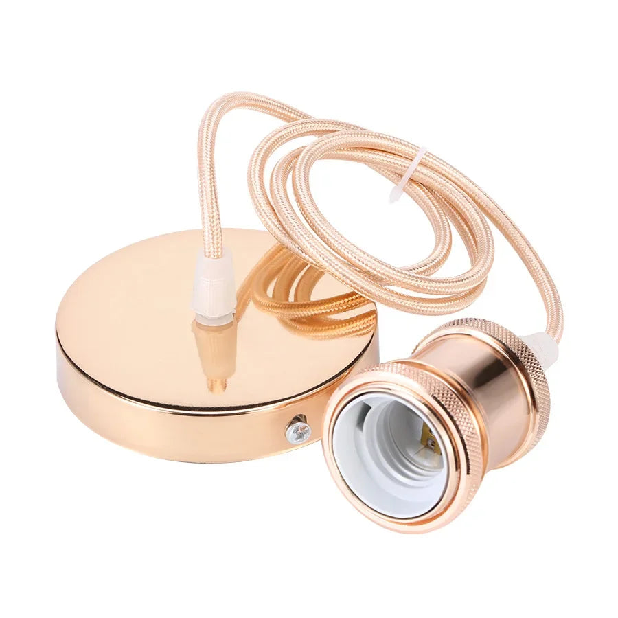 E27 suspension wire lamp holder set Vintage copper metal lamp holder holder electroplated aluminum shell lamp holder