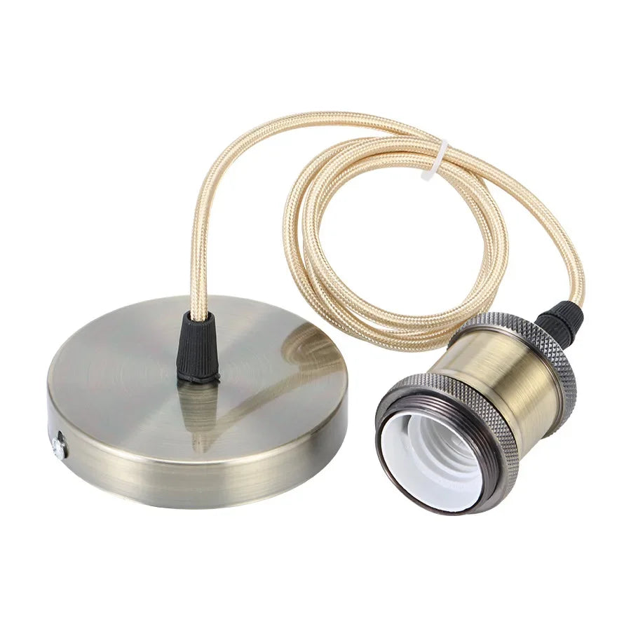 E27 suspension wire lamp holder set Vintage copper metal lamp holder holder electroplated aluminum shell lamp holder
