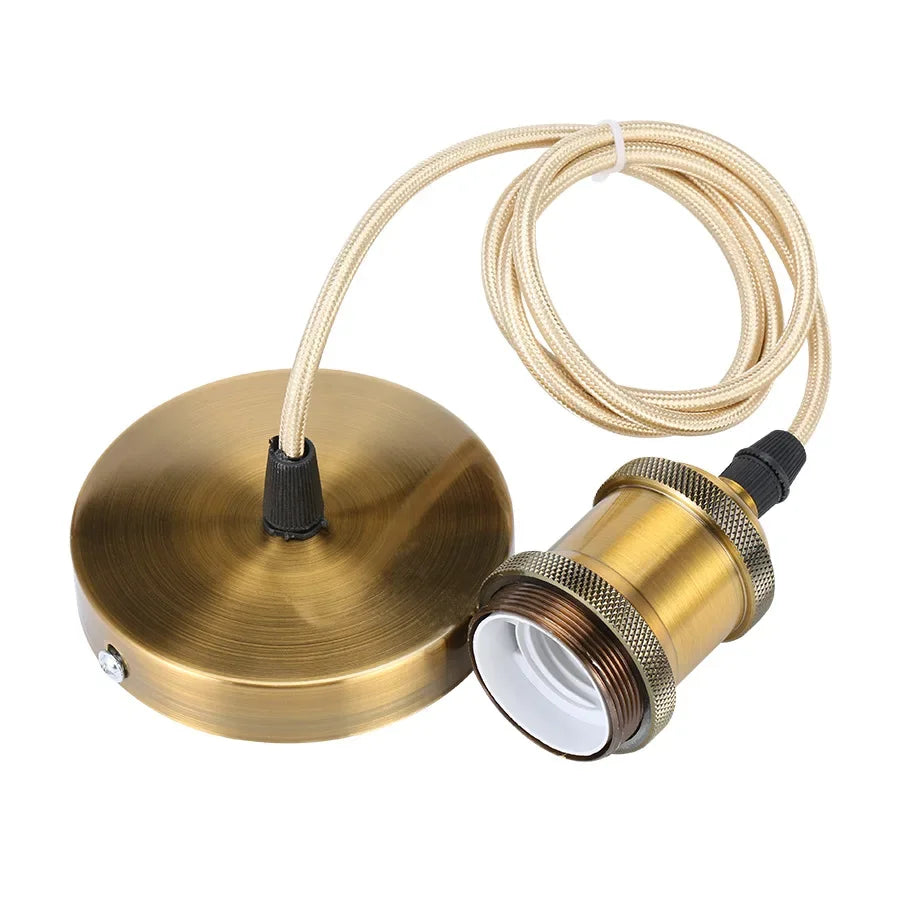 E27 suspension wire lamp holder set Vintage copper metal lamp holder holder electroplated aluminum shell lamp holder