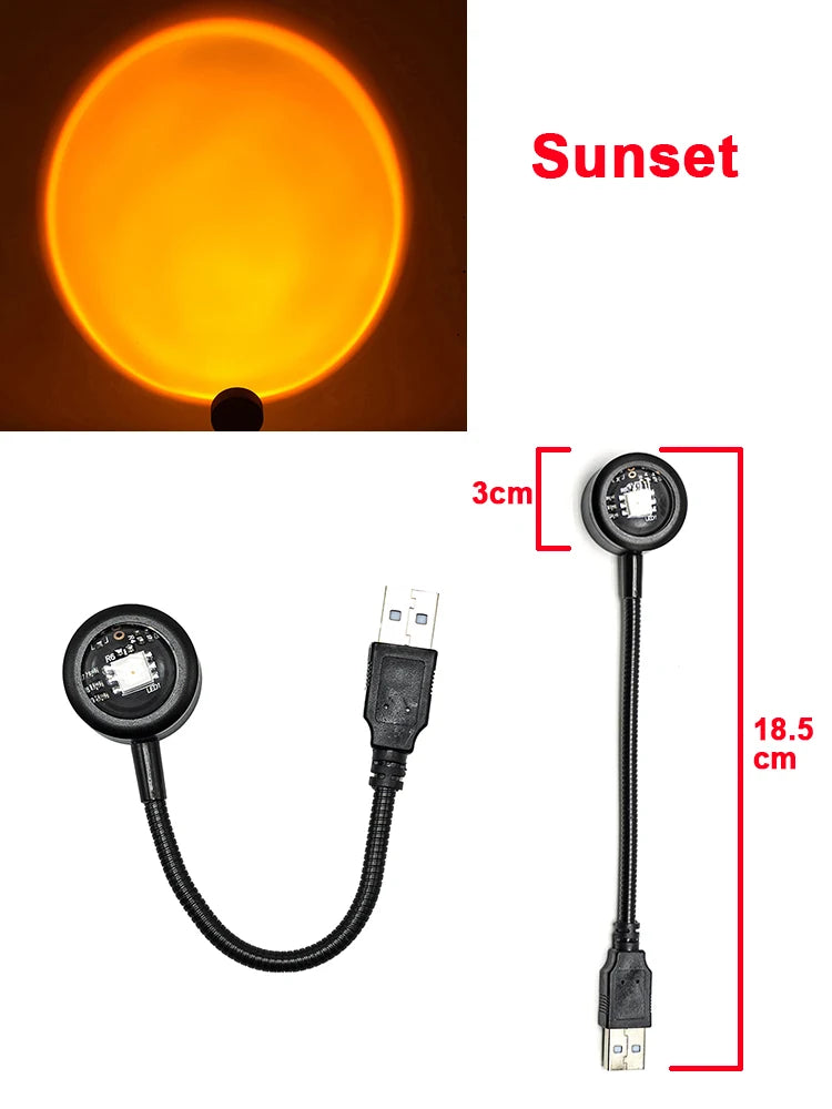 LED Sunset Lamp Nightlights USB Projector Birthday Party Decoration Mood Lights For Bedroom Living Room Wall Photography
